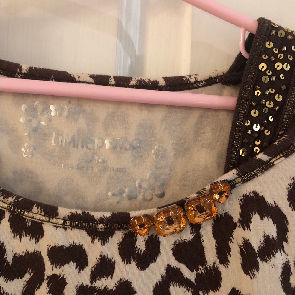 Limited Too Vintage Leopard Sequin/Rhinestone Top - Picture 2 of 5